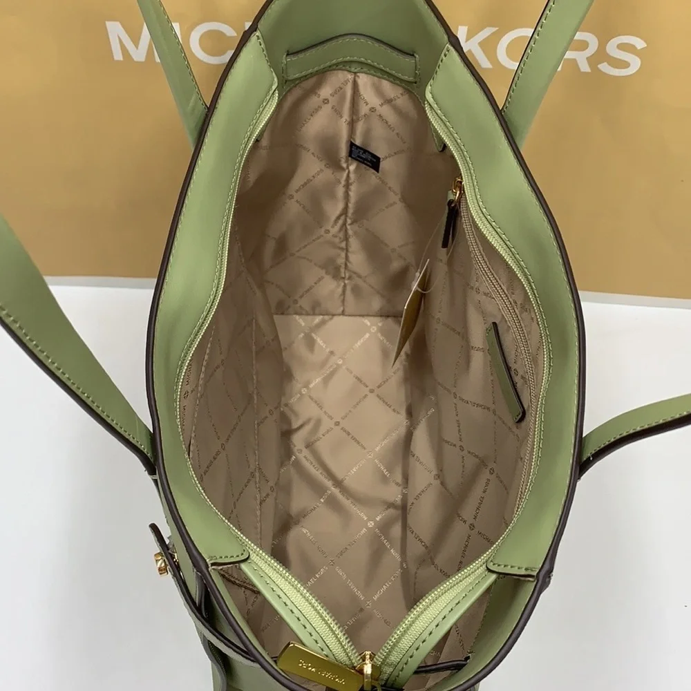 MICHAEL KORS CARMEN LARGE NORTH SOUTH TOTE LIGHT SAGE COLOR - Picture 12 of 15